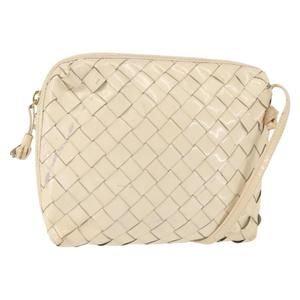 BOTTEGA VENETA INTRECCIATO Shoulder Bag Patent leather Beige Gold Auth bs29095